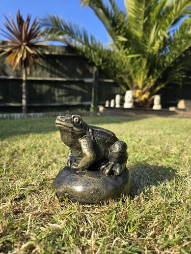 Stone garden frog - garden,