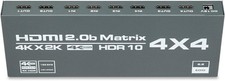 HDMI Matrix 4X4 , 4K HDMI 4 In 4 Out Matrix HDMI 2.0 Matrix Switcher 4x4 Ports 4