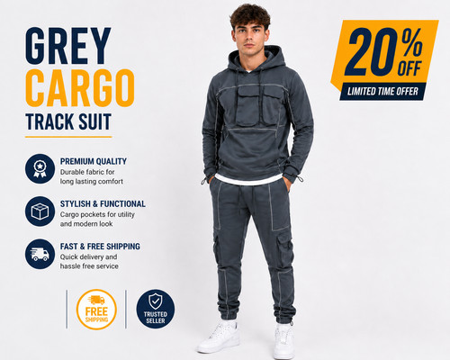 Mens grey cargo - grey,