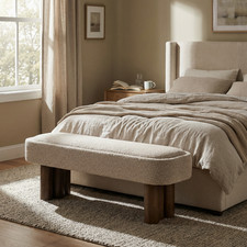 Beige Fabric Upholstered