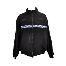 Yaffy Fleece Jacket Coat Reflective Check Strip Radio Loop Black British Uniform