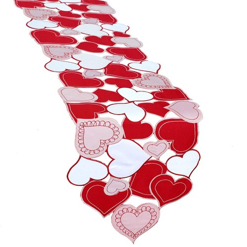 Embroidered love heart - embroidered, table