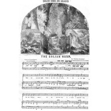 The Eolian Harp by Charles MacKay, Sheet Music Doublesided - Antique Print 1856