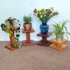 Plant Stand, Pinewood Plant Pot Pedestal, Handcrafted Rustic Vase Podium