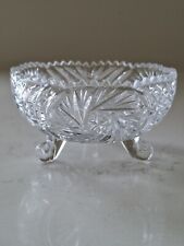Vintage Crystal Pinnwheel Sundae Dish Pairr Tripod Footed Serrated Heavy Cut