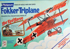 Vintage retro Platignum WW1 The Red Barron Fokker Triplane card art model kit