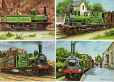 4 x Steam Railway locomotive postcards