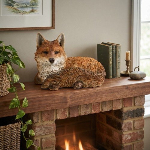 Resin large resting fox - resin,