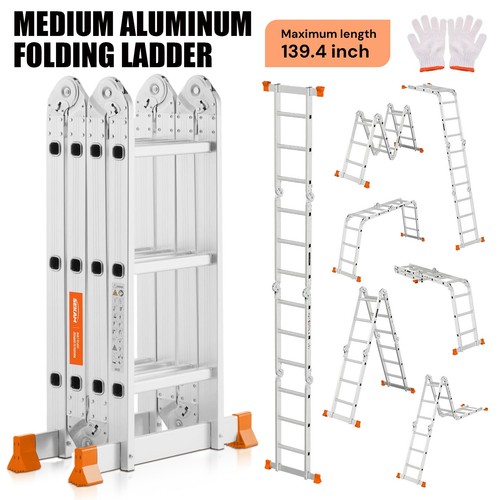 Aluminum folding ladder - aluminum,