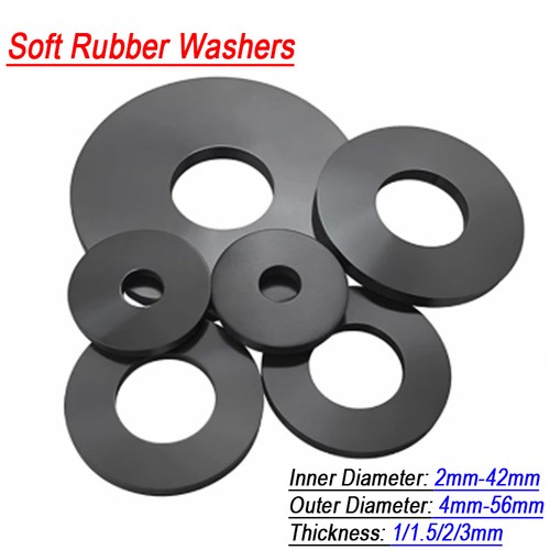 Black soft rubber washers 2mm - rubber,