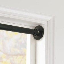 Shower Curtain Rail and Rods Extendable Φ32mm Stainless Steel, 1PCS Black