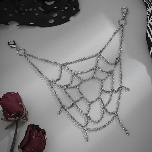 Spider web pants chain - pants, metal
