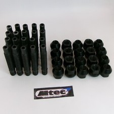BMW Black Conversion Wheel Studs 82mm (50mm Thread) with Nuts M12x1.5