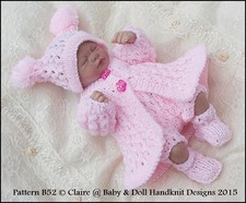 BABYDOLL HANDKNIT DESIGNS KNITTING PATTERN PRETTY PRAM SET B52 FOR 7-12" DOLL