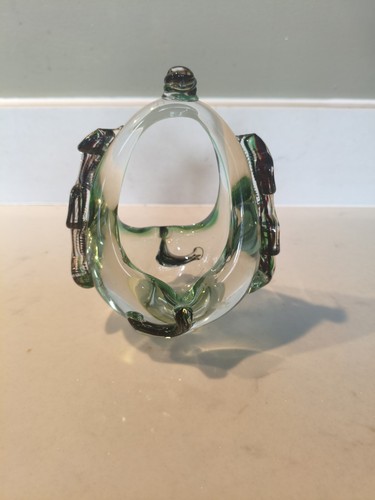 Murano glass basket green and - green,