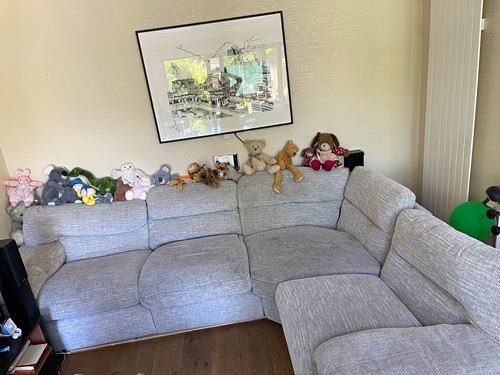 Grey fabric corner sofa - fabric,