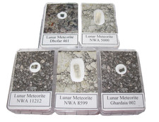 Lunar meteorite moon rock collection 5 different finds in display cases NWA more