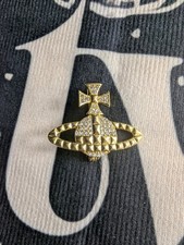 Vivienne Westwood Gold and Crystal Orb Pin Badge Brooch