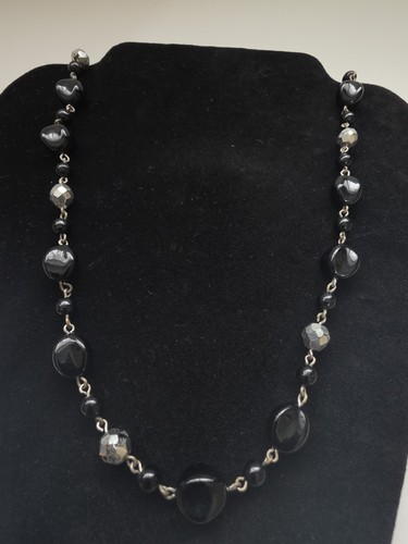 Used black beaded - black, necklace