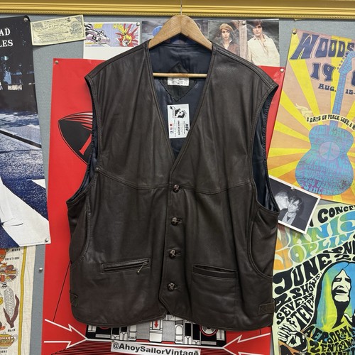 Vintage genuine leather vest - vintage,