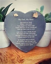 Memorial Plaque for Dad – My Dad My Hero – Slate Heart Grave Ornament Gift