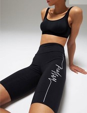 WOLFORD LOGO SCRIPT BLACK SOFT JERSEY BIKER SHORTS SIZE XS