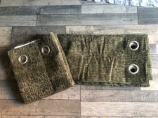Next FOREST GREEN Heavyweight Chenille Eyelet Lined Curtains 117x137 CM (46X54)