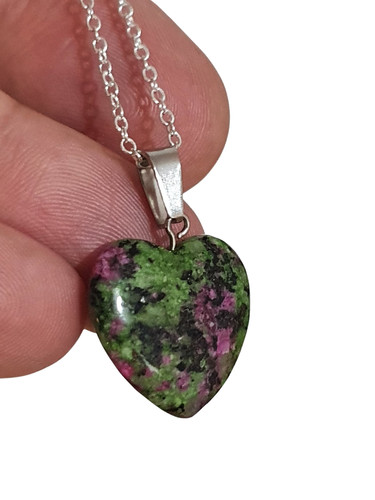 Ruby zoisite heart pendant - ruby,
