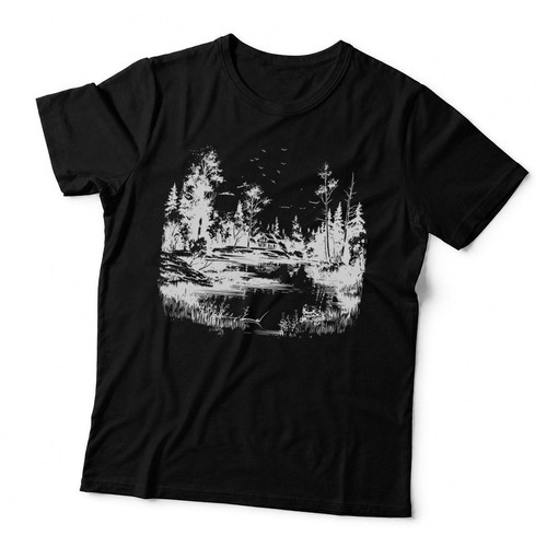 Serene lakeside cabin scene - lakeside,