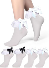 Womens White Ruffle Socks with