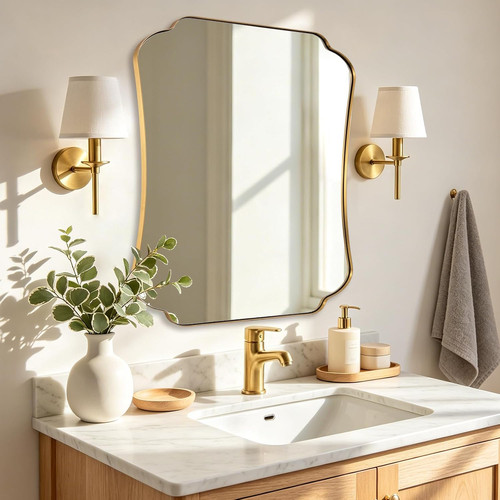 Brushed brass scalloped wall - brass,