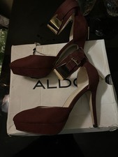 Women's Burgundy High Heel Shoes With Gold Detail ALDO Size 6