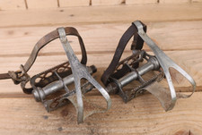 Weco Rat Trap Pedals Toe Clips Straps 9/16" Vintage Retro Steel Road City Bike