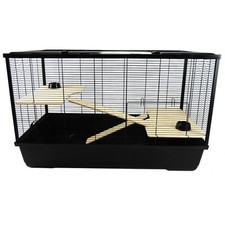 Small Animal Cage Rat Hamster Play House Platform Ramp Langham XL Black