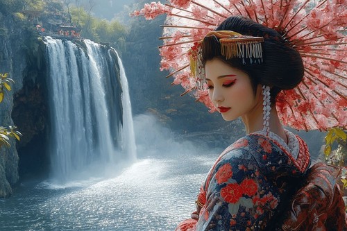 Japanese geisha girl - japanese, canvas