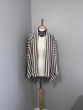 Hobbs Brown/White Striped Open-Front Kimonos Style Cardigan Uk