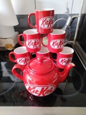 Kitkat Coloroll Coffee Mugs And Teapot Set Retro 1980s Vintage. 
