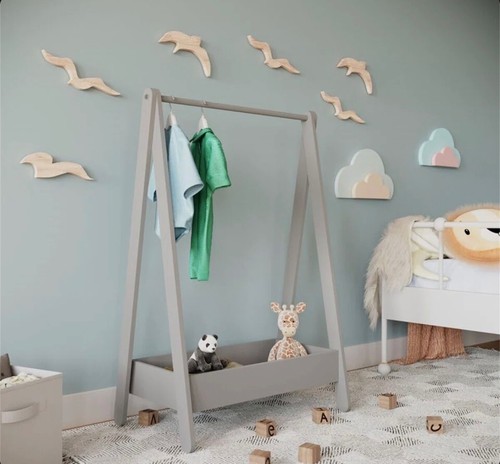 Kids grey wooden clothing rail - kids,