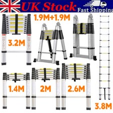 Aluminium Telescopic Folding Ladder Heavy Duty Multi-Purpose Extendable Steps UK