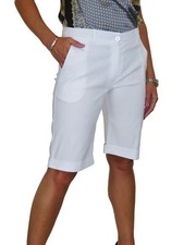 Ladies Stretch Above Knee 10" Turn-Up Shorts Mid Rise Summer Pants 8-22