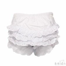 Baby Girl Frilly Panties Knickers Broderie Anglaise White 0 6 12 18m 100% Cotton