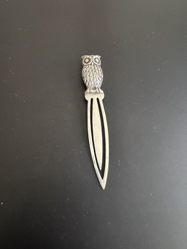 Solid silver owl bookmark - silver,