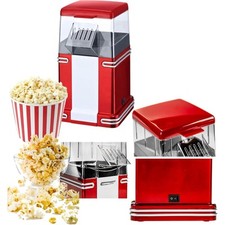 Fusion 1200W Retro Popcorn Maker Red 50 Style Hot Air Electronic Healthy Popcorn