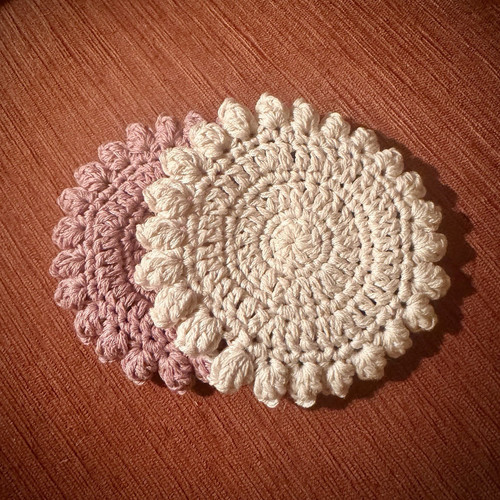 Handmade crochet round coaster - crochet,