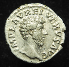 Lucius Verus silver denarius PROV DEOR TR P II COS II, Providentia, Rome 161-2AD