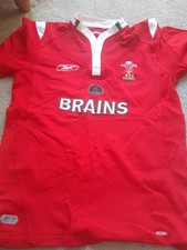 Reebok WRU Wales Rugby Brains Jersey Vintage 2005 Size Large L Short Sleeve