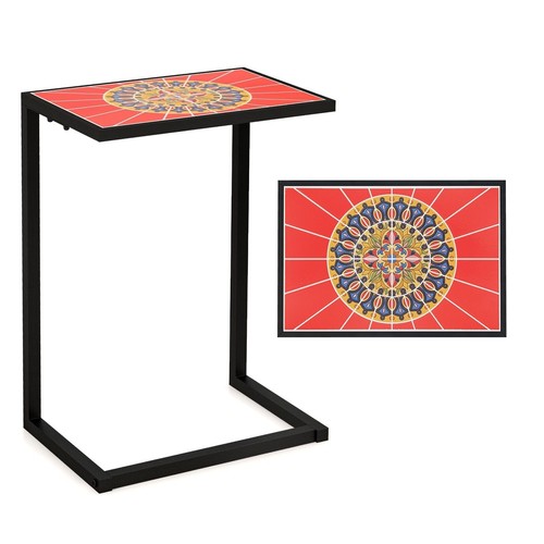 Shaped side table with - side,