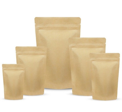 Kraft stand pouches zip - kraft,