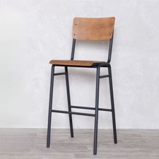 WOODEN BAR STOOL BLACK FRAME
