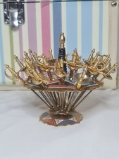 Vintage Toledo Spain Damascene 24 Set Cocktail / Olives Miniature Swords Holder